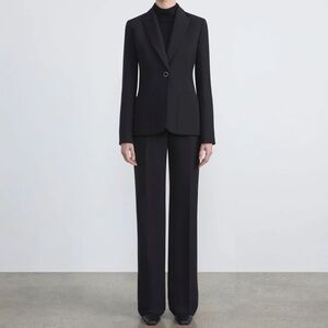 Lafayette 148 Italian Stretch Wool Straight Leg Trouser Pants Size 14 Dark Navy